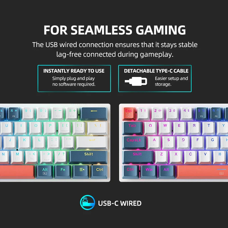 Machenike K500-B61: Compact 61-Key Hot-Swappable RGB Gaming Keyboard