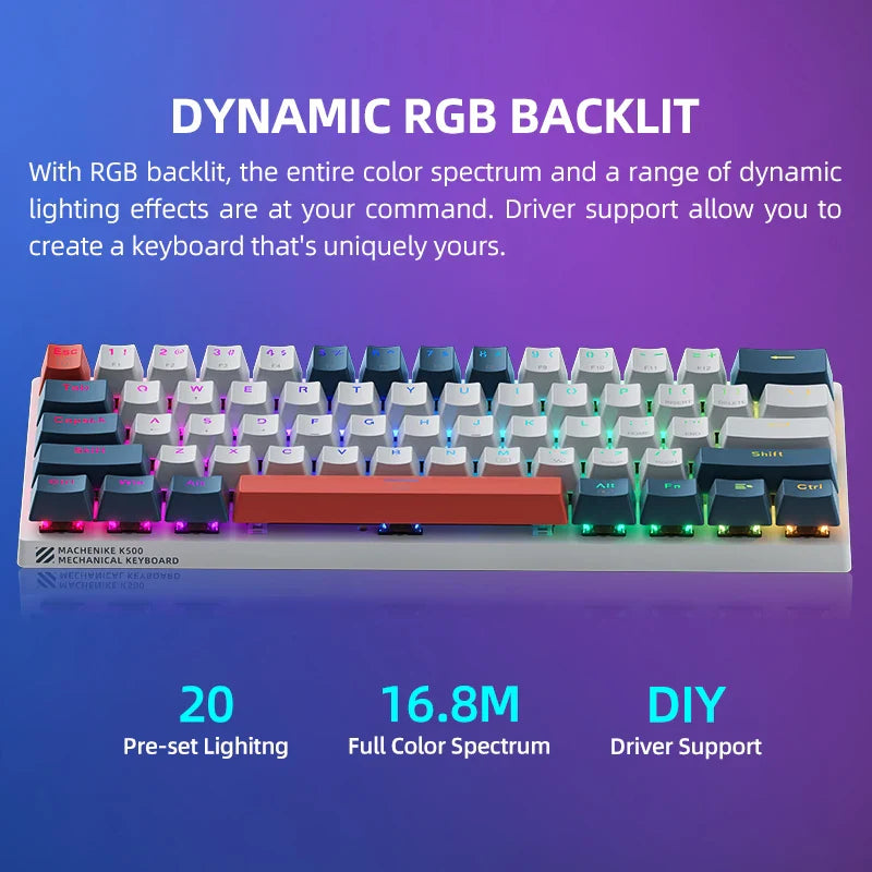 Machenike K500-B61: Compact 61-Key Hot-Swappable RGB Gaming Keyboard