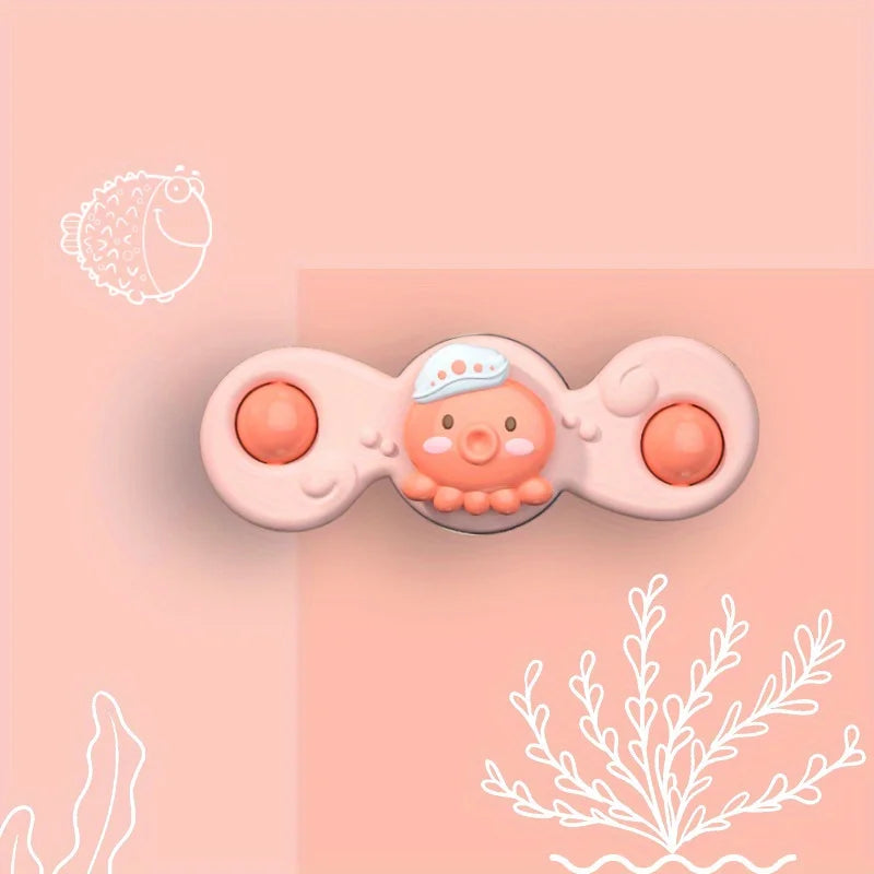 1PC Baby Cartoon Sea Animal Spinners Toy ABS Suction Cup Spinning Top Gyro Stress Reliever Kids Bath Toys