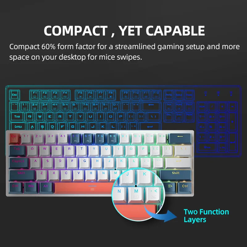 Machenike K500-B61: Compact 61-Key Hot-Swappable RGB Gaming Keyboard