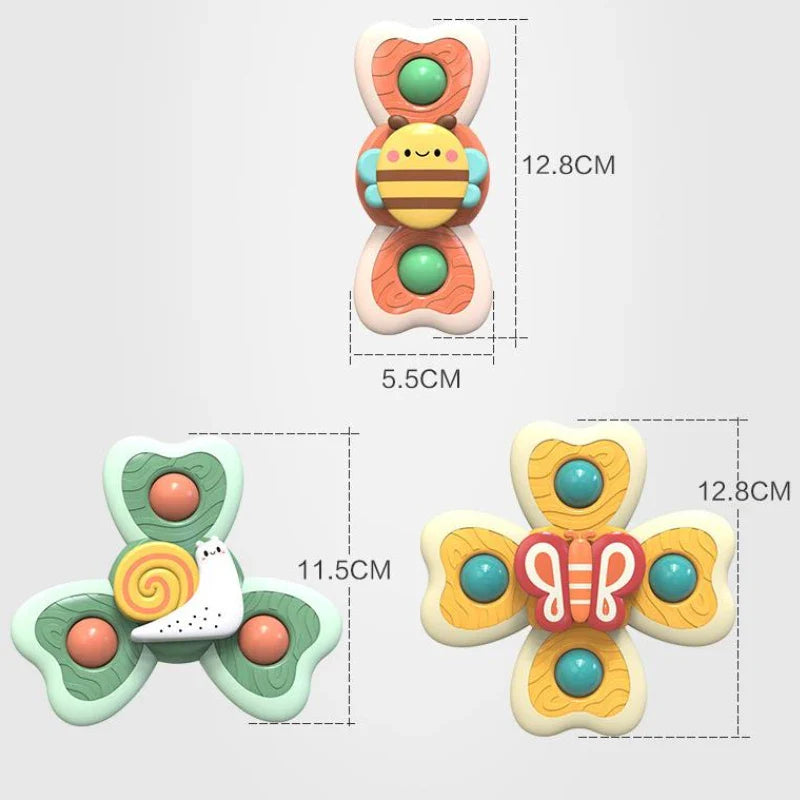 1PC Baby Cartoon Sea Animal Spinners Toy ABS Suction Cup Spinning Top Gyro Stress Reliever Kids Bath Toys