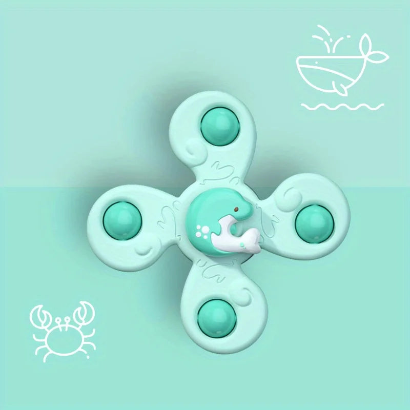 1PC Baby Cartoon Sea Animal Spinners Toy ABS Suction Cup Spinning Top Gyro Stress Reliever Kids Bath Toys