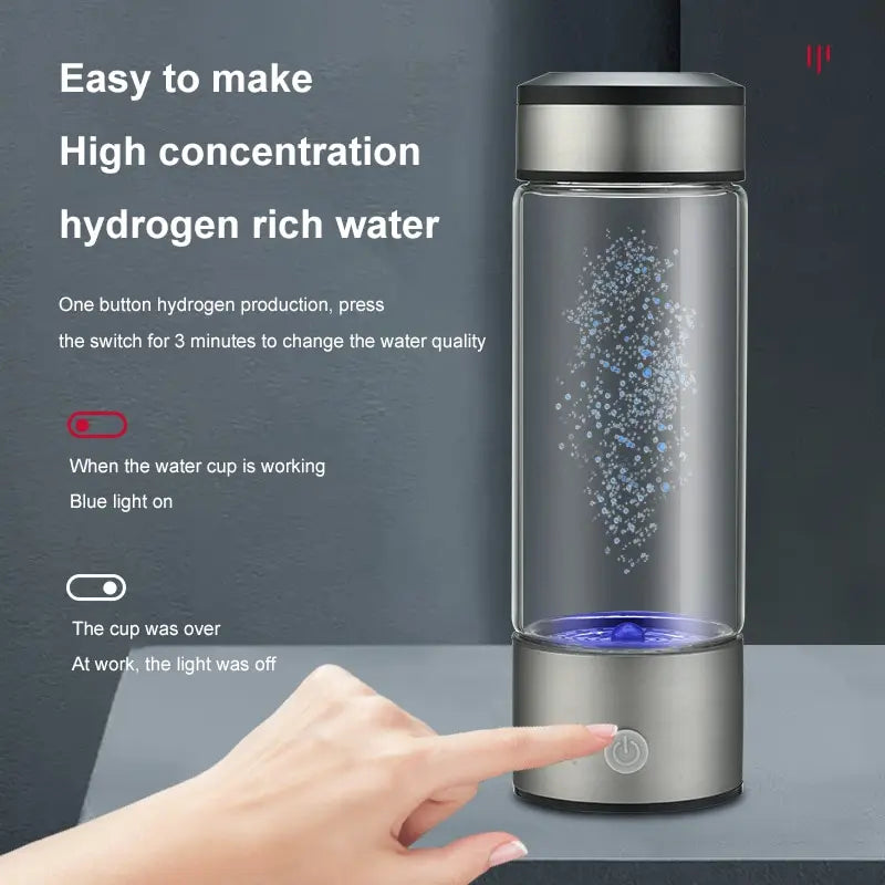 1pc 450ml Portable Hydrogen Water Generator 3 Minutes Mode High Concentration Hydrogen Water Generator