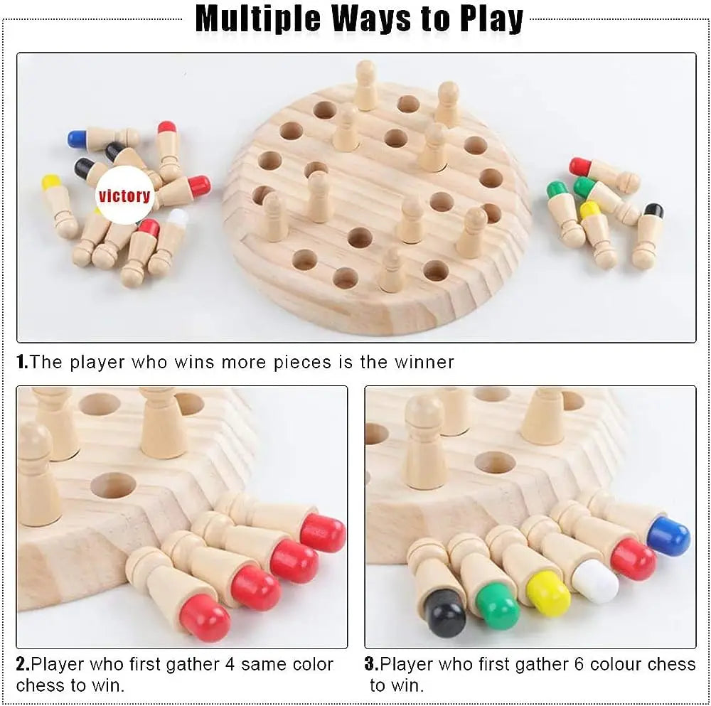 Wooden Memory Match Chess Game Board - Kids' Educational Toy