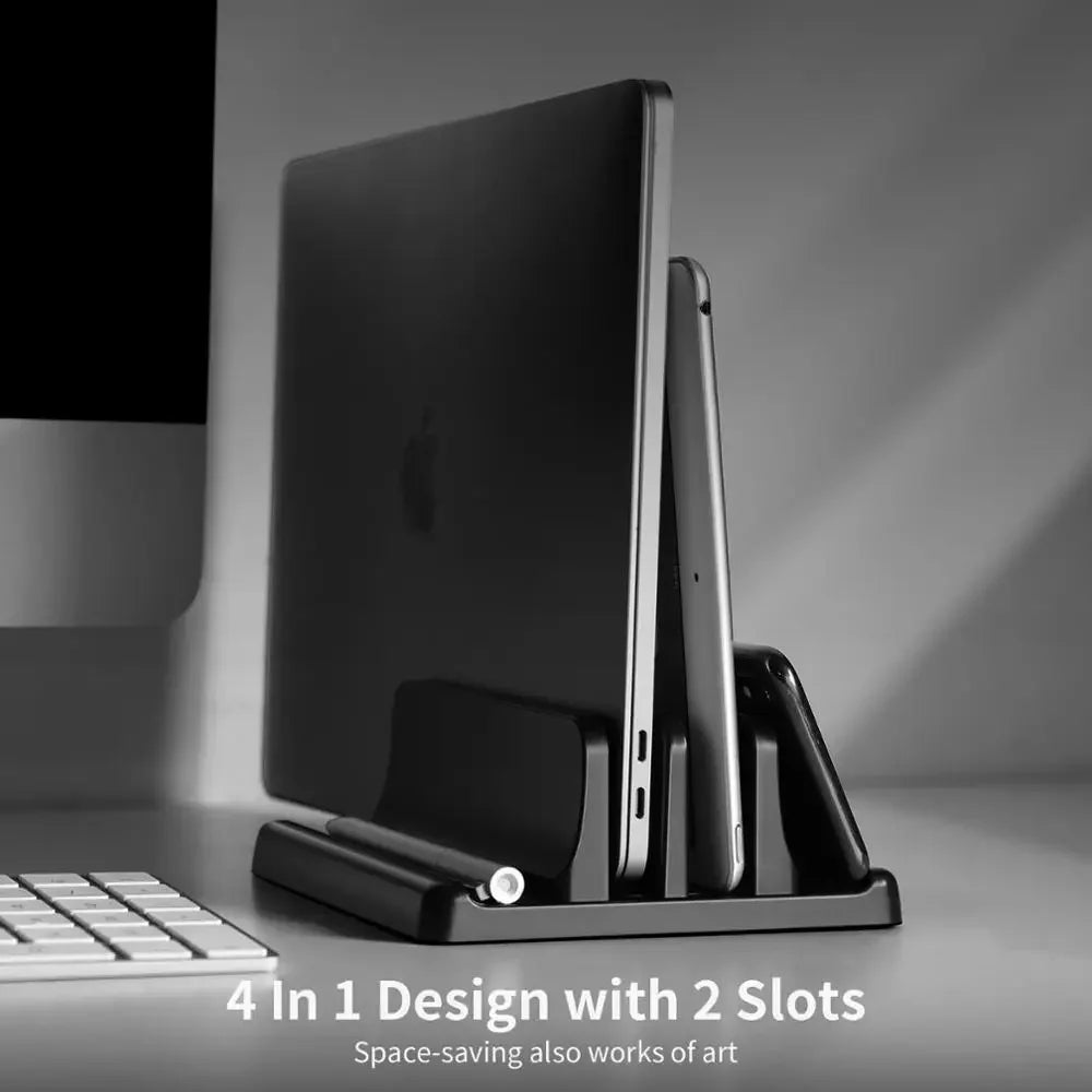 Adjustable Vertical Laptop Stand - Space-Saving 3-in-1 Desktop Holder