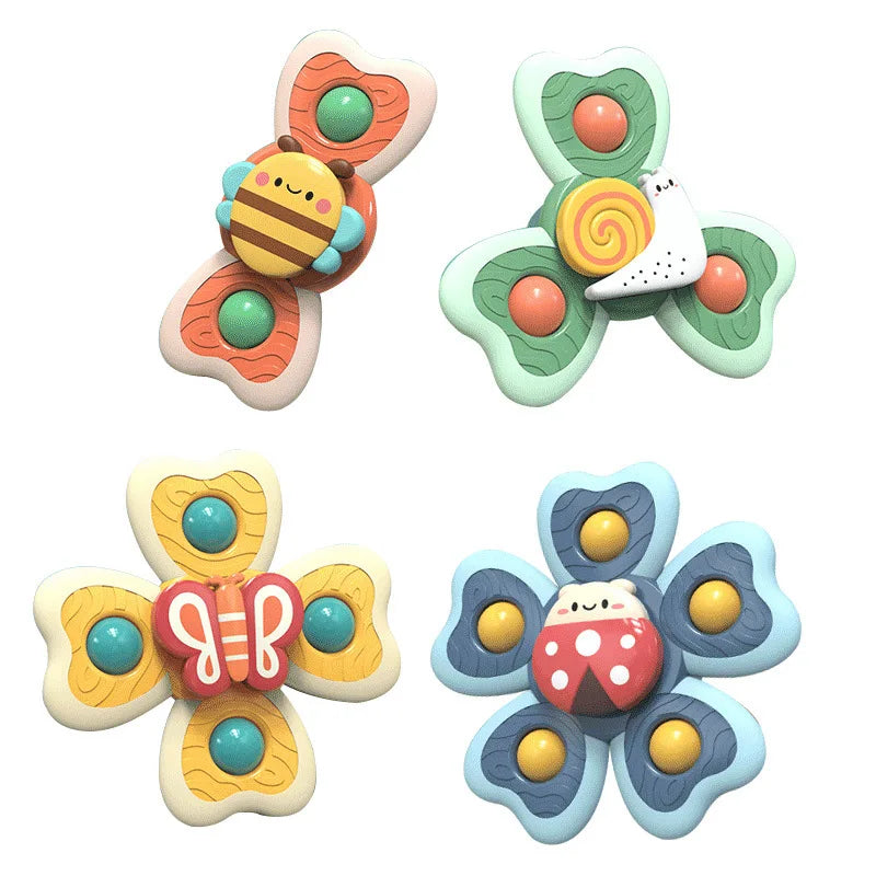 1PC Baby Cartoon Sea Animal Spinners Toy ABS Suction Cup Spinning Top Gyro Stress Reliever Kids Bath Toys