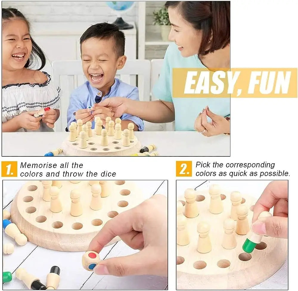 Wooden Memory Match Chess Game Board - Kids' Educational Toy