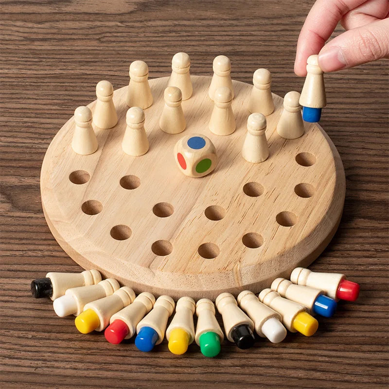 Wooden Memory Match Chess Game Board - Kids' Educational Toy